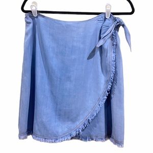 SAGE The Label Blue Light Denim Wrap Short Skirt